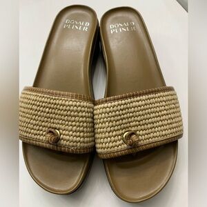 Donald J. Pliner Tan Farrah Woven Raffia Slide Sandals, Size 9.5 (Reduced ship)